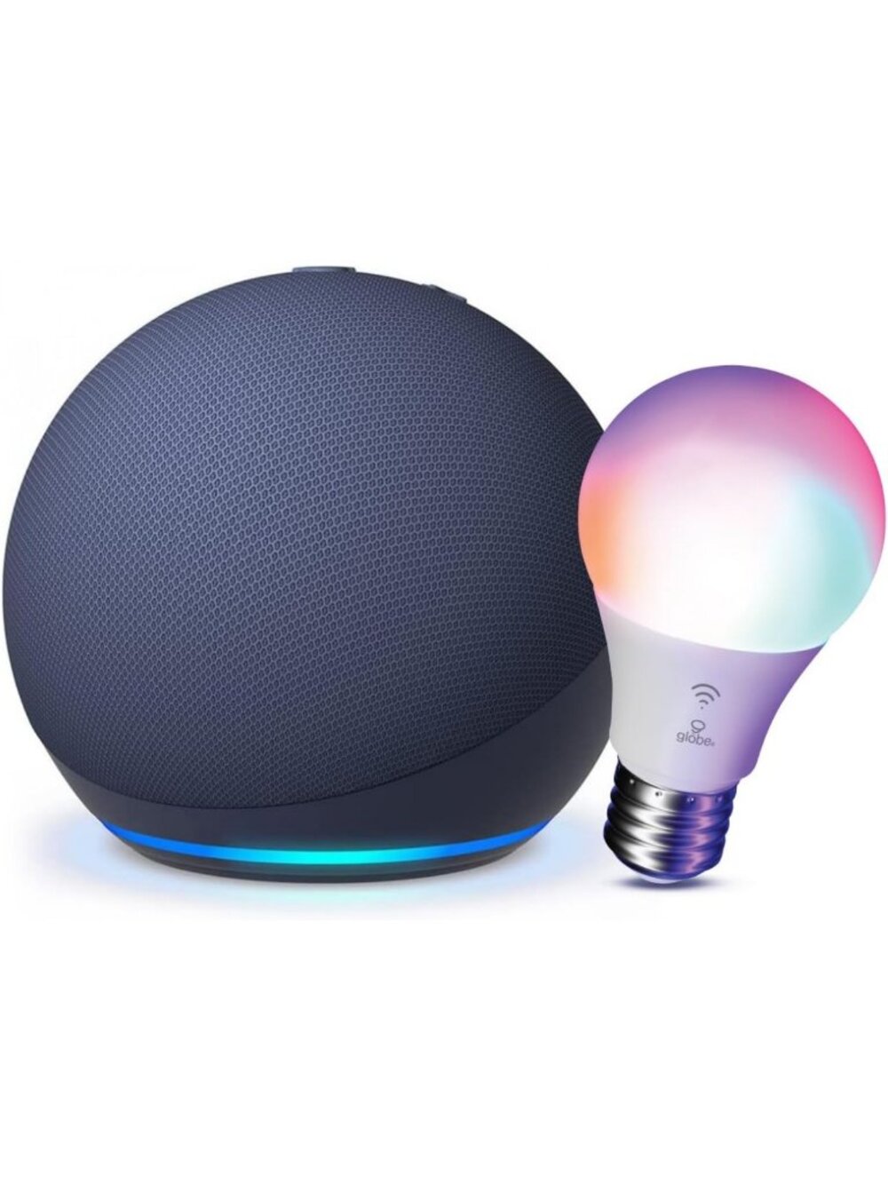 Smart Speaker with LED Globe Bulb - Voice Control, Smart Home Hub, Bluetooth